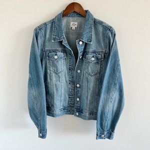 J. Crew Classic Denim Jacket in Brilliant Day Wash Large Blue 100% Cotton
